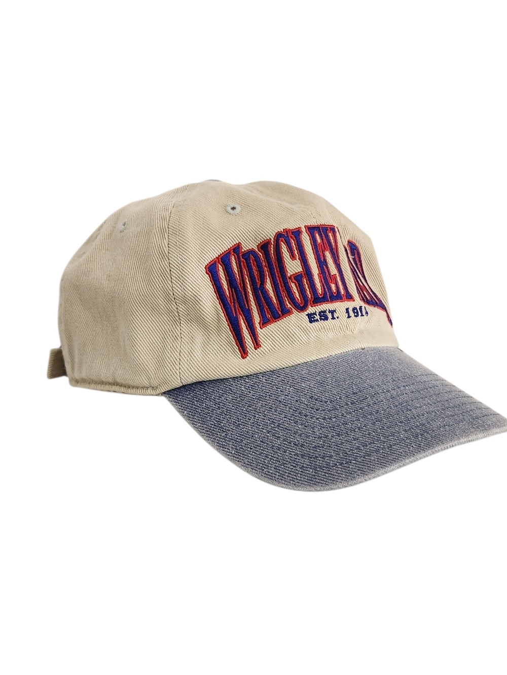 Wrigley Field MLB Chicago Cubs Cream and Blue Adjustable Baseball Hat